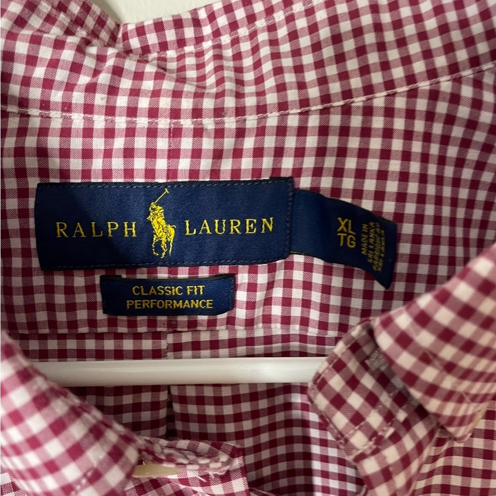 Ralph Lauren Performance Men's L/S Button Down Shirt Red White Classic Fit XL - Picture 5 of 5